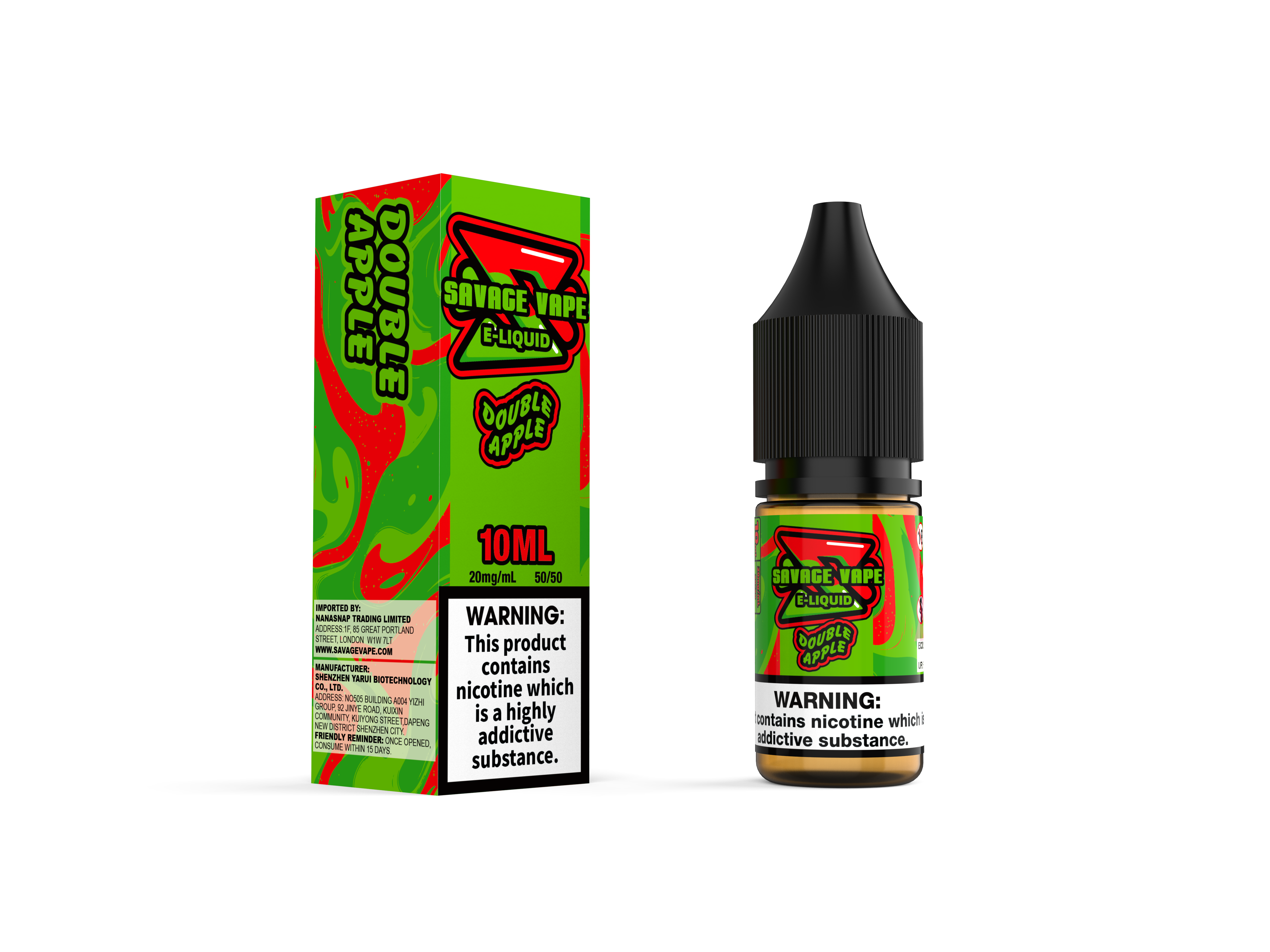 Wildes Vape E Juice 2 mg Nikotinsalz 10 ml TPD-Blueberry-Himbeere