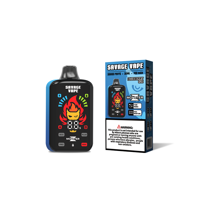 Originales Savage Monster Z 30000 Puff 30k Einweg Vape Vape E Zigarette Dual Mesh Spule 5% Nic Salt-Blaubeereis