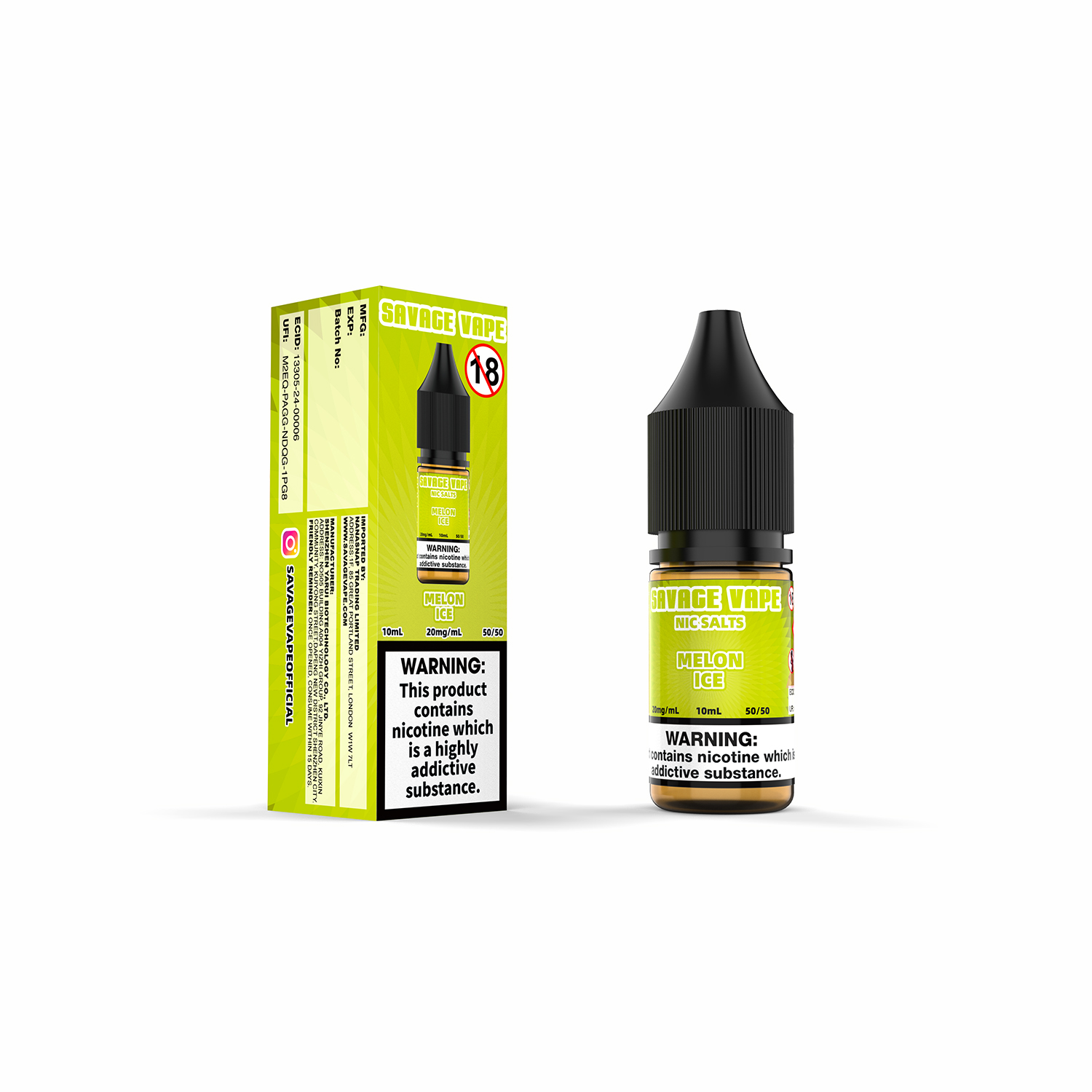 Savage Vape Melon Ice Nic Salt E-Liquid 20 mg 2 ml TPD