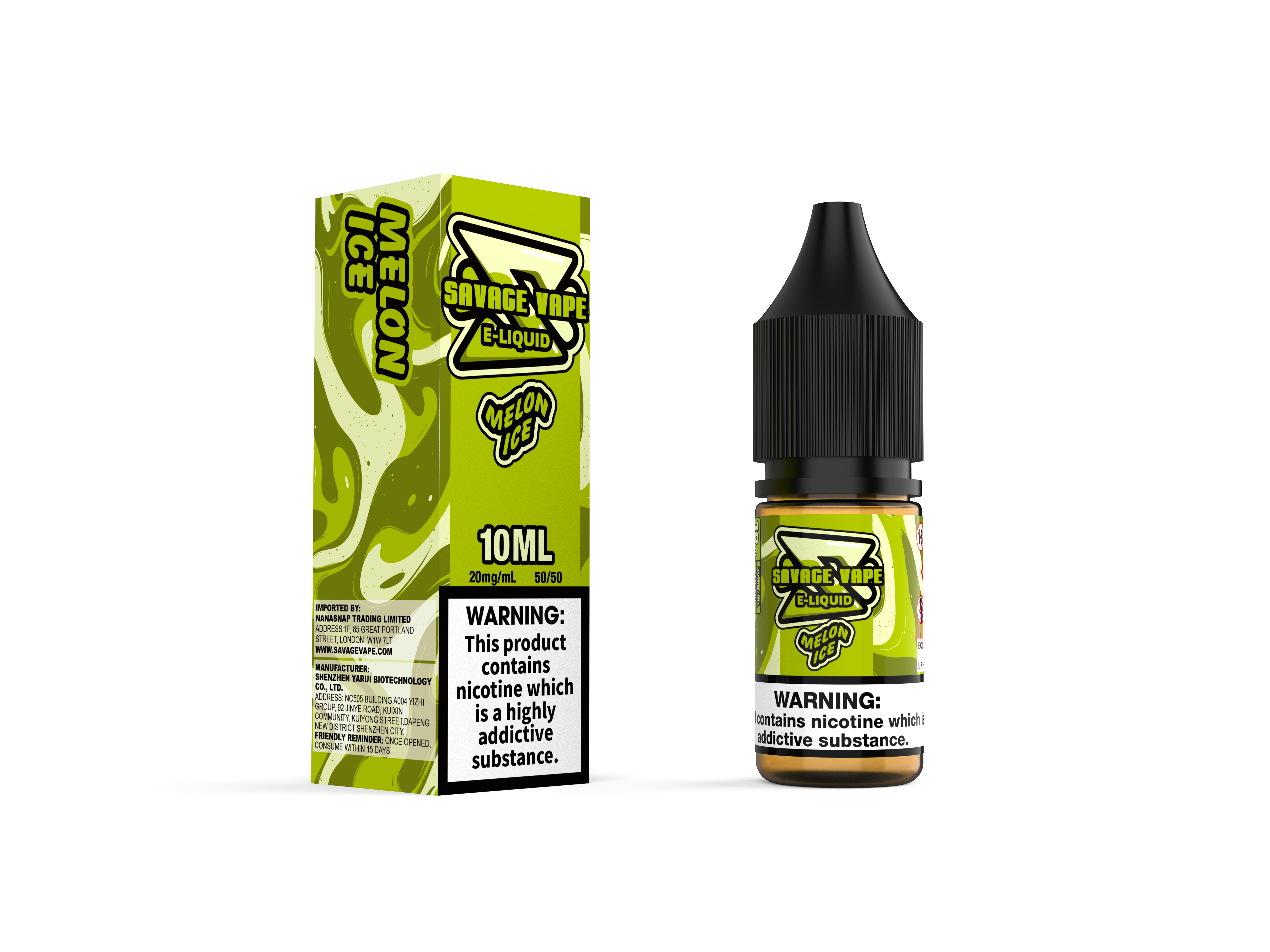 Wildes Vape E Juice 2 mg Nikotinsalz 10ml TPD-Melon-Eis