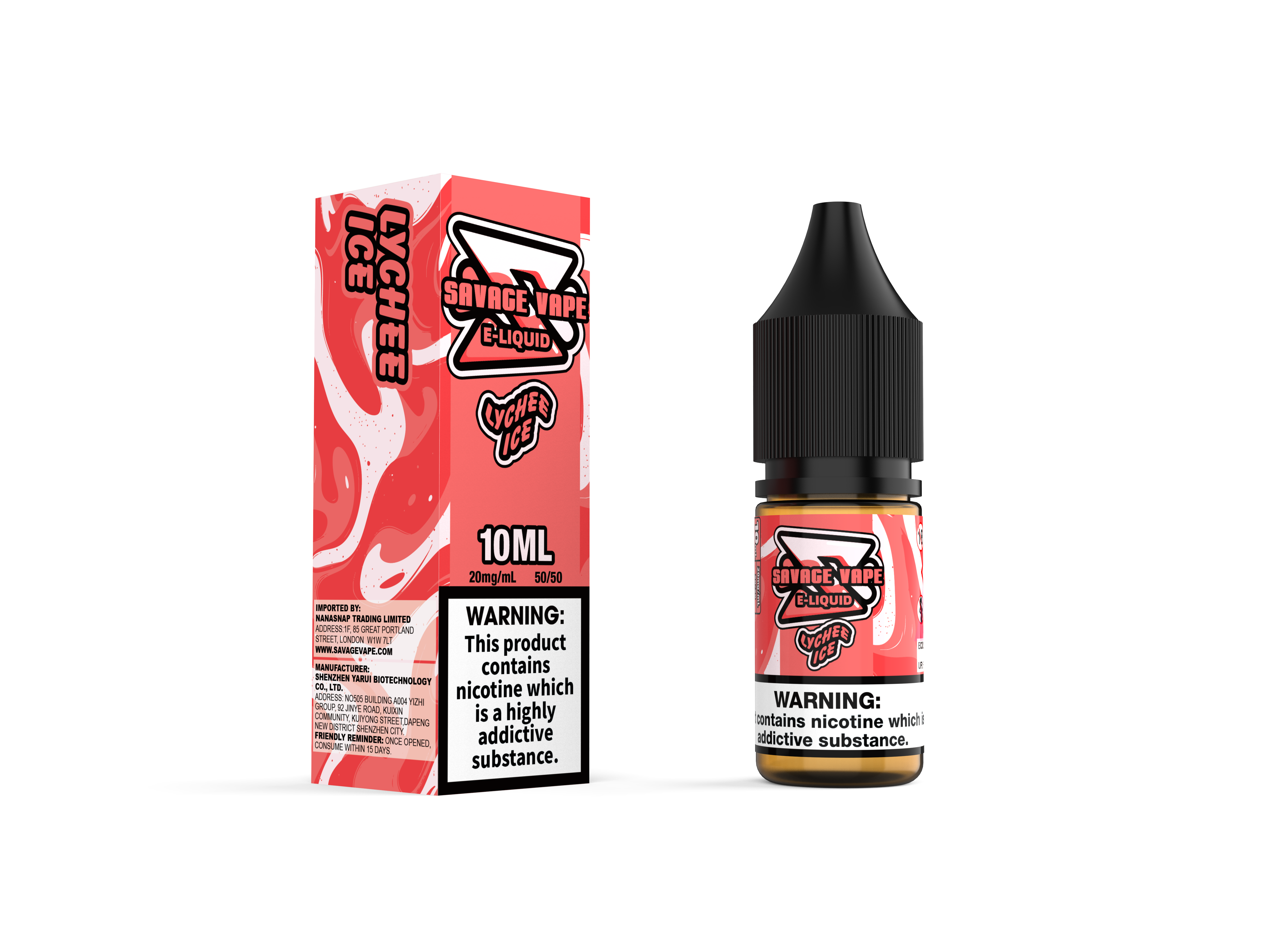 Wilde Vape E Juice 2 mg Nikotinsalz 10 ml TPD-Lychee-Eis