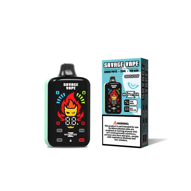 Großhandel Savage Vape Monster Z 30000 Puff 30k Einweg-Vape E-Zigarette Dual Mesh Coil-Cool Mint