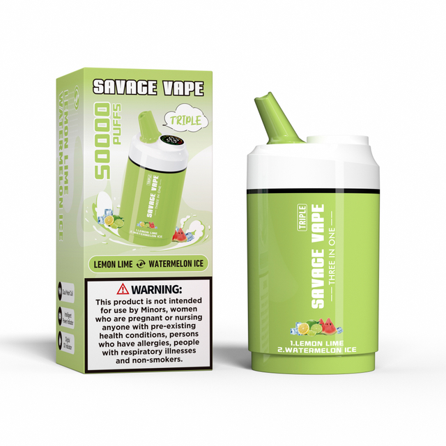 Savage Vape Triple 50000 Puffs 50k drei in One 3 in 1 Einwegvape Doppelgeschmacks-Wassermeloneneis & gemischte Beere