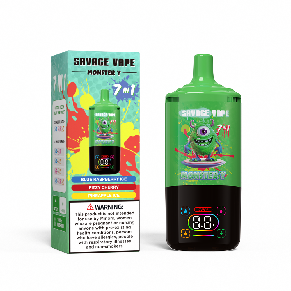 Top Sale Savage Monster y 80000 Puff 65000 50000 E Cigarette 7 in 1 Dual Mesh Coil Smart Display 30+30+30 ml E-Liquid EU Lagern-Einweg-Vape 80k 65K 50K-Blue Raspberry Ice & Sprudy Cherry