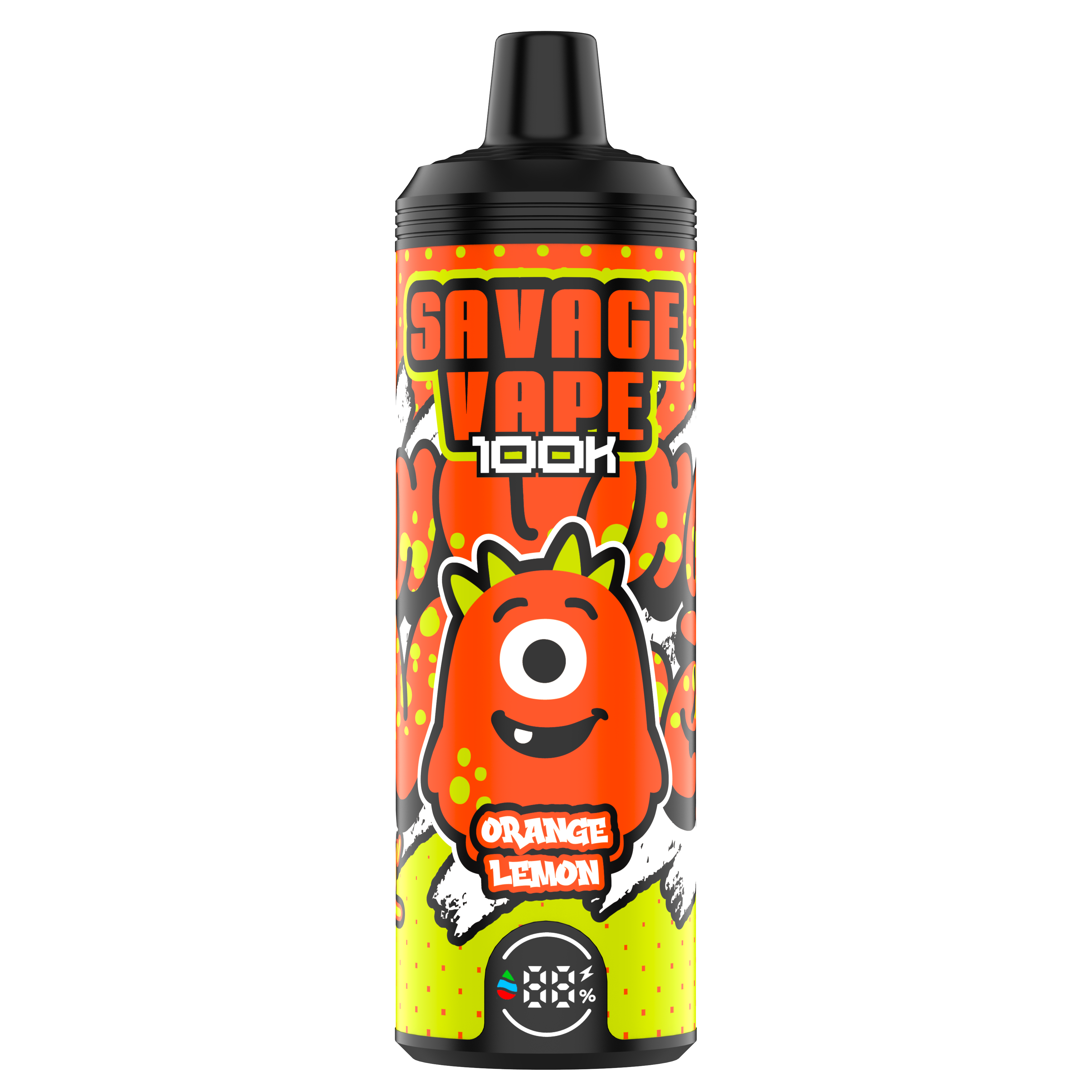 EU-Lagerhaus Original Savage Vape MTL 100000 Puff 80000 65000 Elektronische Zigaretten-Vaper Dual Mesh Spule 50ml E-Liquid-Einweg-Vape 100K 80K 65K-Orange Zitrone