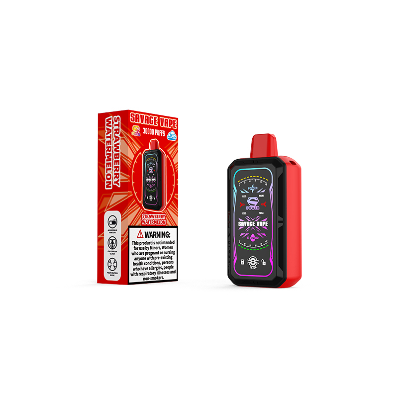 Savage S Power 30k Puff 30000 elektronische Einweg-Vape-Zigarette mit einstellbarer Leistung und vollem Display – Erdbeer-Wassermelone