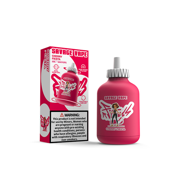 Factory Savage Fitness 30000 Puff 30K Einweg-Vape-E-Zigarette, verstellbarer Luftstrom, 30 ml, 50 mg Nic Salt Liquid – Cherry Fiesta