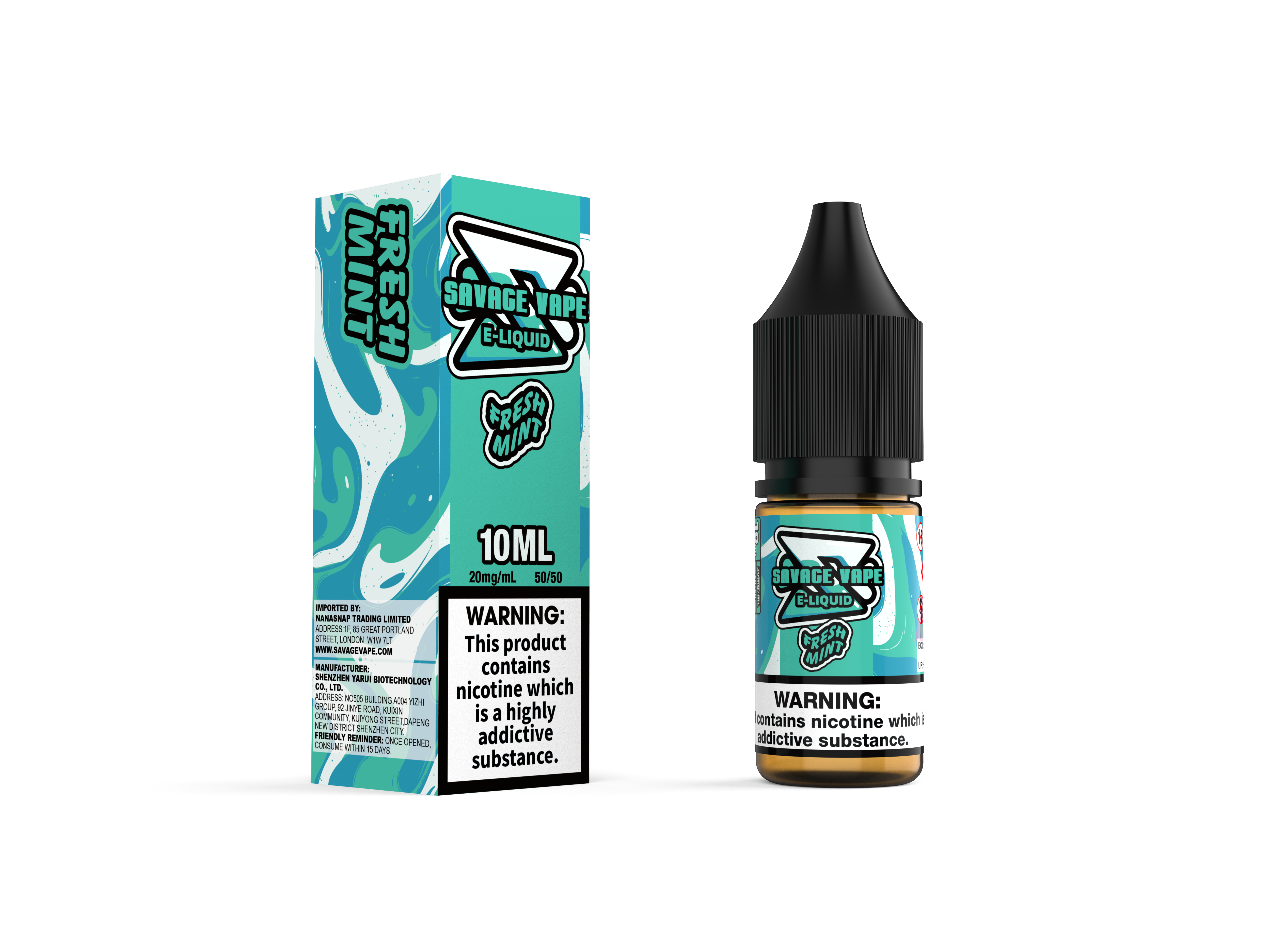 Wildes Vape E flüssig 2 mg Nikotinsalz 10 ml TPD- frische Minze