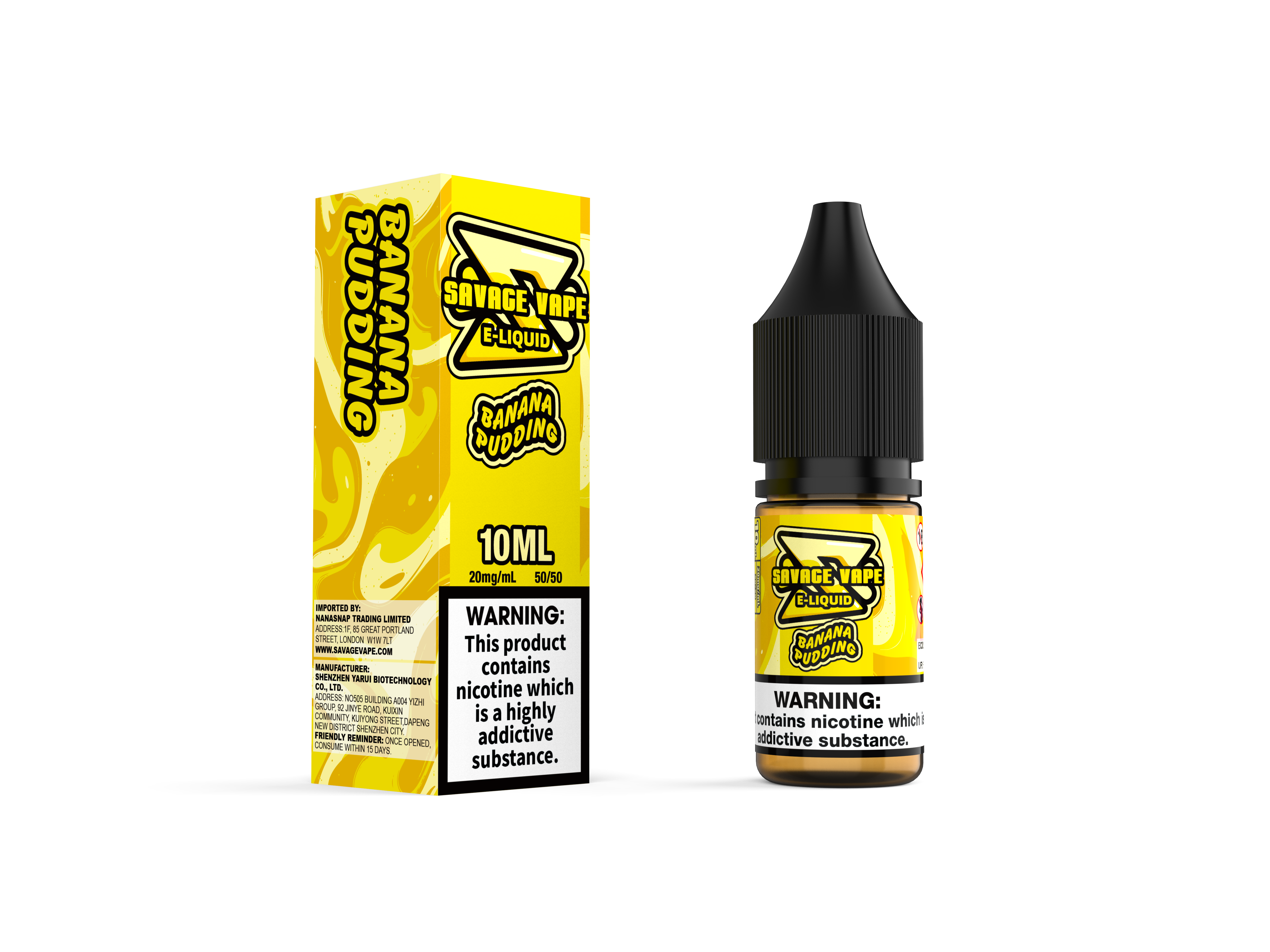 Wildes Vape E flüssig 2 mg Nikotinsalz 10 ml TPD-Bananenpudding 