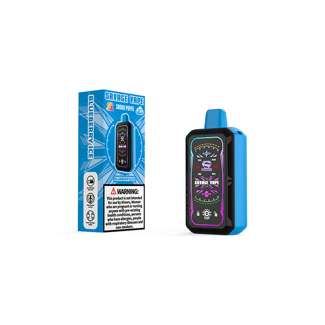 Savage S Power 30k Puff 30000 Einweg-Vape E-Zigarette Dual Mesh Coil 4 einstellbare Leistung 700 mAh wiederaufladbarer Akku – Bluberry Ice