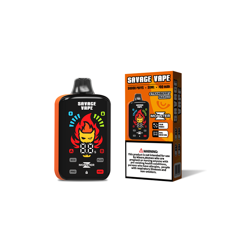 Der Hot Sell Savage Monster Z 30000 Puff E-Zigarette Einweg-Vaper 30k mit verstellbarem Luftstrom – Erdbeer-Mango