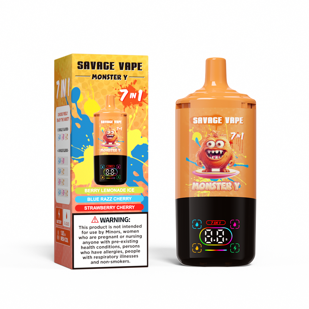 Top Sale Savage Monster y 80000 Puff 65000 50000 E Zigarette 7 in 1 Dual Mesh Coil Smart Display 30+30+30 ml E-Liquid EU Lagerhause Einweg-Vape 80K 65K 50K-Beere Lemonade Ice & Blue Razz Cherry