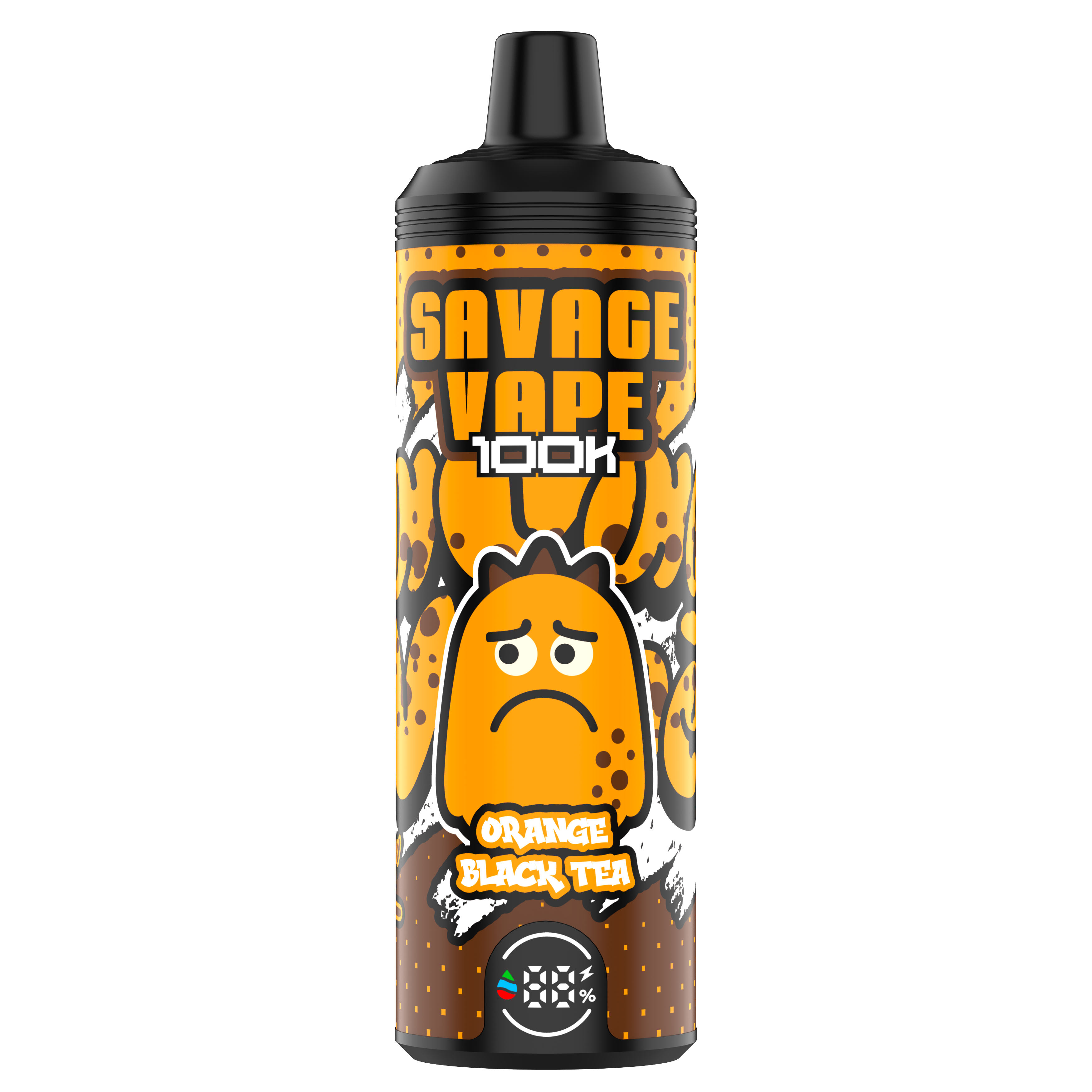 EU-Lagerhaus Original Savage Vape MTL 100000 Puff 80000 65000 Elektronische Zigaretten-Vaper Dual Mesh Spule 50ml E-Liquid-Einweg-Vape 100K 80K 65K-Orange Black Tee