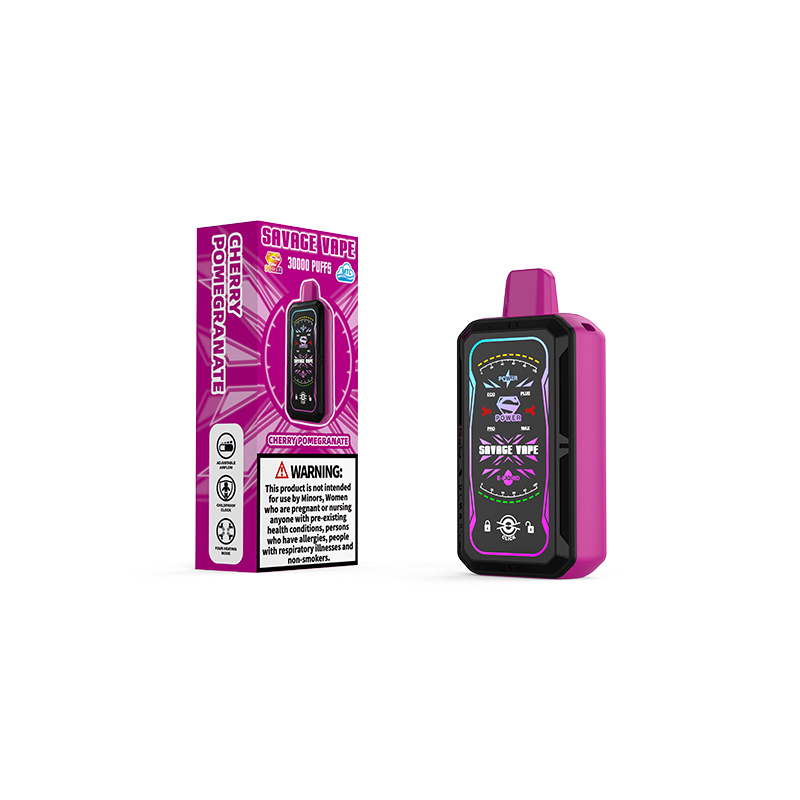 Savage S Power 30k Puff 30000 Einweg-Vape-E-Zigarette mit 700-mAh-Akku, vollem Display – Sakura Grape