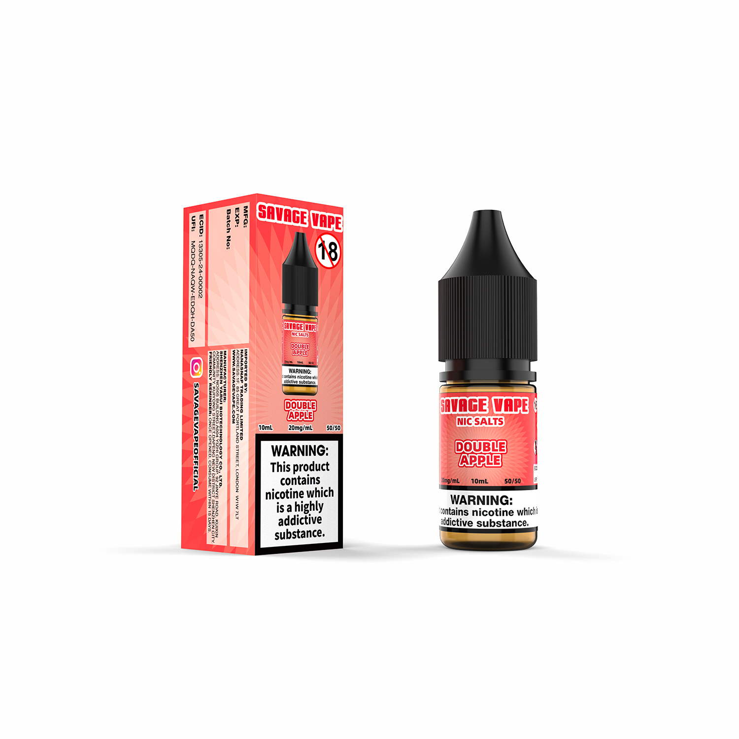 Savage Vape Double Apple Nic Salt E-Liquid 20 mg 2 ml TPD