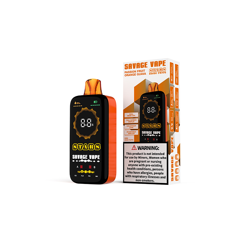 OEM ODM EU Warehouse Savage Stars 20000 Puff 20k Einweg-Vape-elektronische Zigarette mit Display Passionfruit Orange Guave