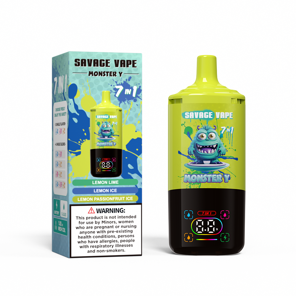 Top Sale Savage Monster y 80000 Puff 65000 50000 E Zigarette 7 in 1 Dual Mesh Coil Smart Display 30+30+30 ml E-Liquid EU Lagerhause Einweg-Vape 80K 65K 65K-Limemonlim- und Zitroneneis