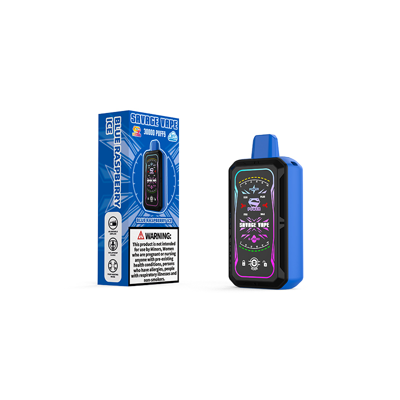 EU Warehouse Savage S Power 30k Puff 30000 Einweg-Vape E-Zigarette Dual Mesh Coil 4 einstellbare Leistung 700 mAh – Bluberry Raspberry