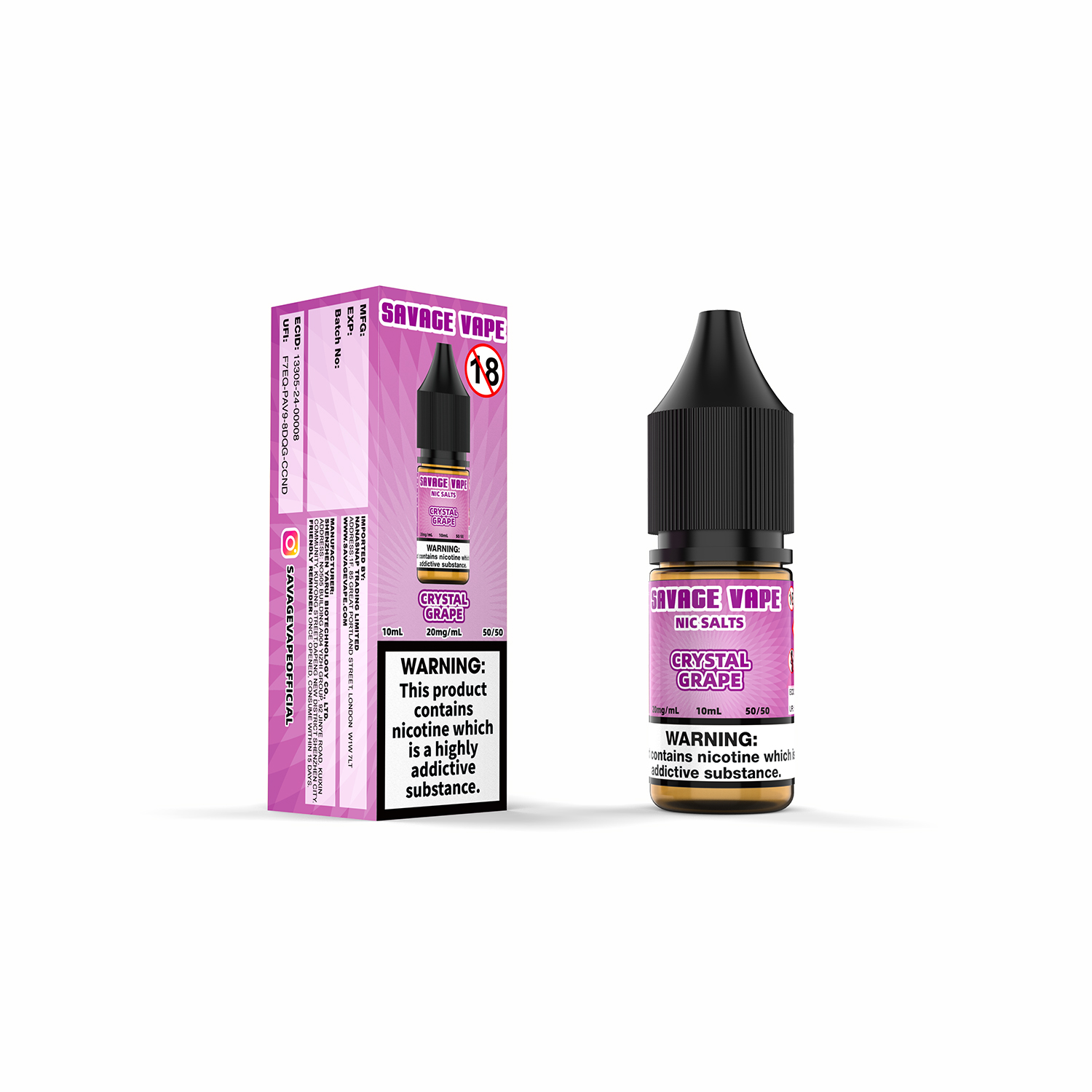 Savage Vape Crystal Grape Nic Salt E-Liquid 20 mg 2 ml TPD