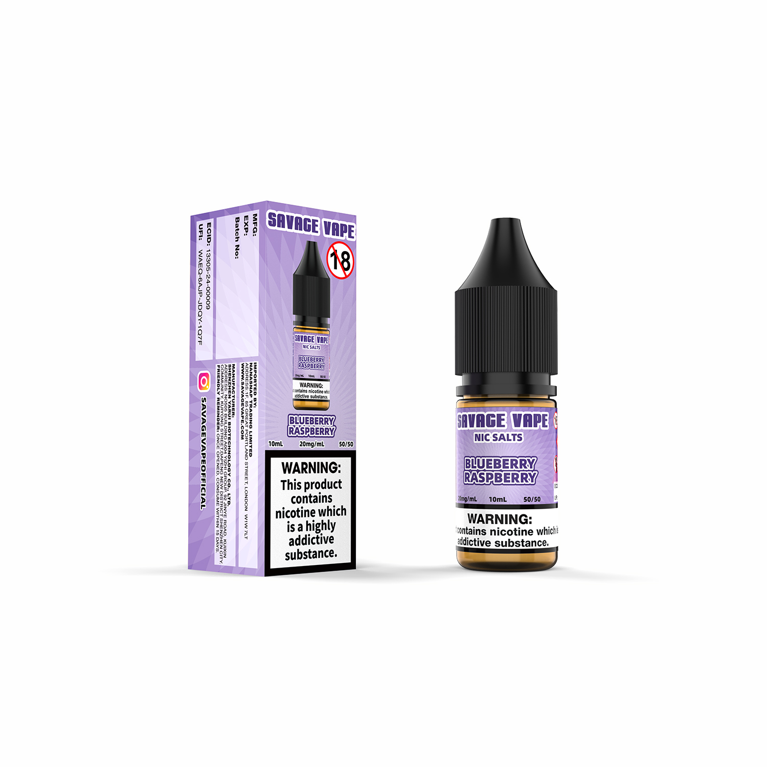 Savage Vape Bluberry Raspberry Nic Salt E-Liquid 20 mg 2 ml TPD