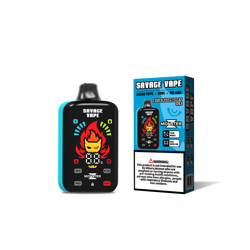 EU Warehouse Savage Monster Z 30000 Puff 30k Einweg-Vape-E-Zigarette mit 700-mAh-Akku – Blaues Himbeereis