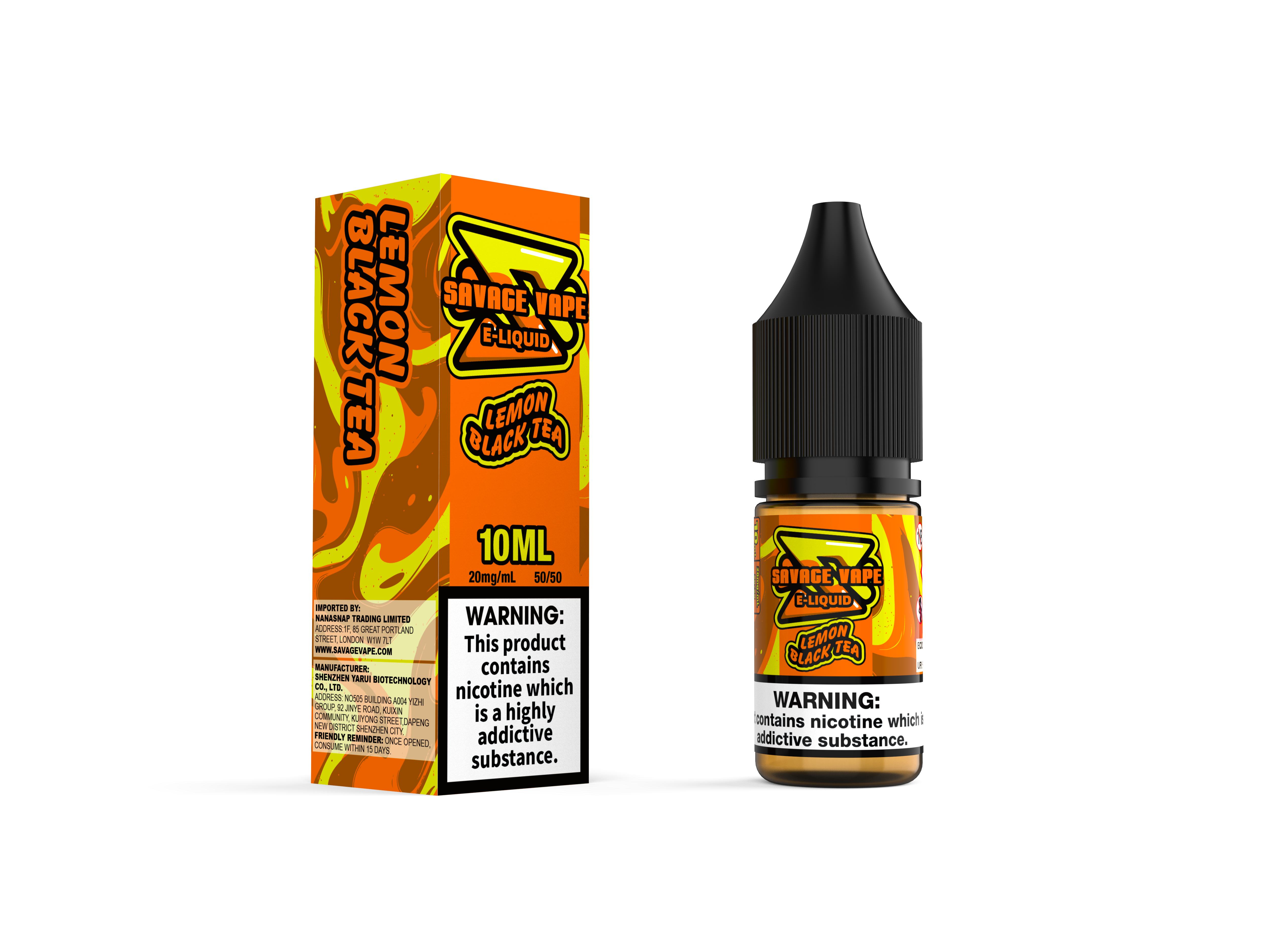 Wildes Vape E flüssig 2 mg Nikotinsalz 10ml TPD-Zitronenschwarztee