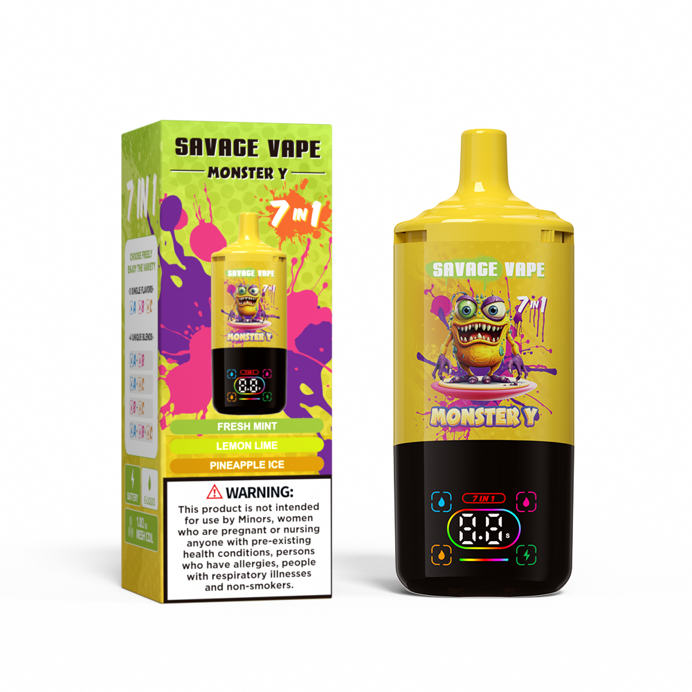 Top Sale Savage Monster y 80000 Puff 65000 50000 E Zigarette 7 in 1 Dual Mesh Spule Smart Display 30+30+30 ml E-Liquid EU Lager-Einweg-Vape 80K 65K 50K-Fresh Munt & Lemon Limette