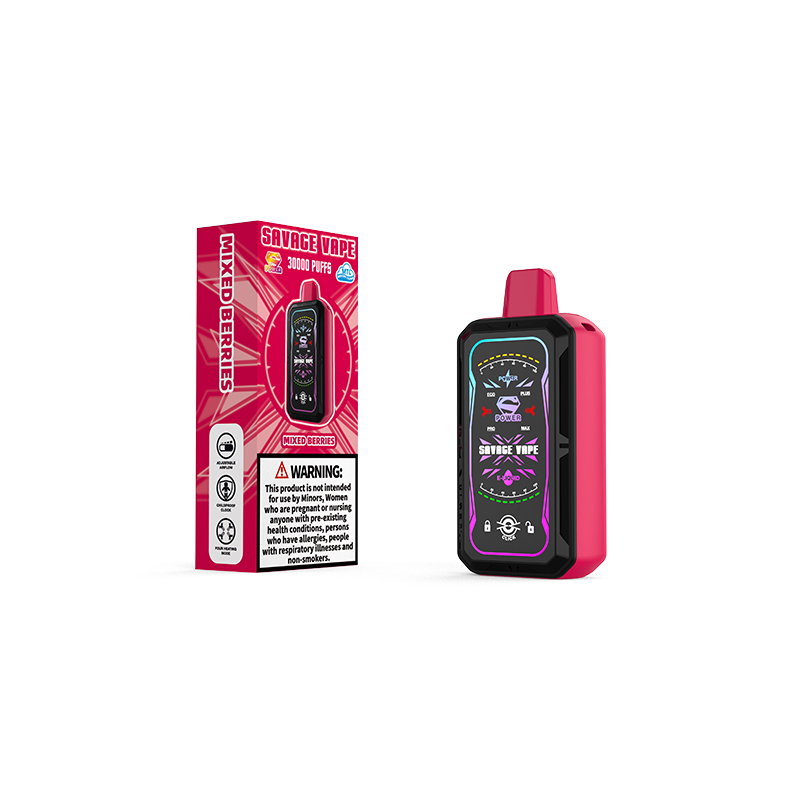 Savage S Power 30k Puff 30000 Einweg-Vape-E-Zigarette mit 700-mAh-Akku, vollem Display – gemischte Beeren