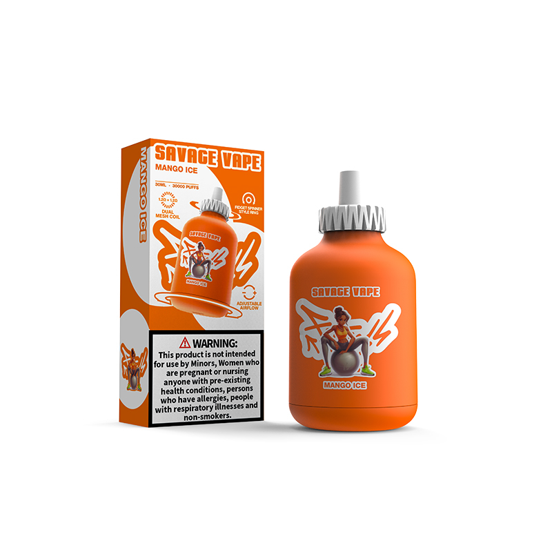 Großhandel Savage Fitness 30K Puff 30000 Einweg-Vape E-Zigarette Einstellbarer Luftstrom 30 ml 50 mg Nic Salt Liquid - Mango Ice