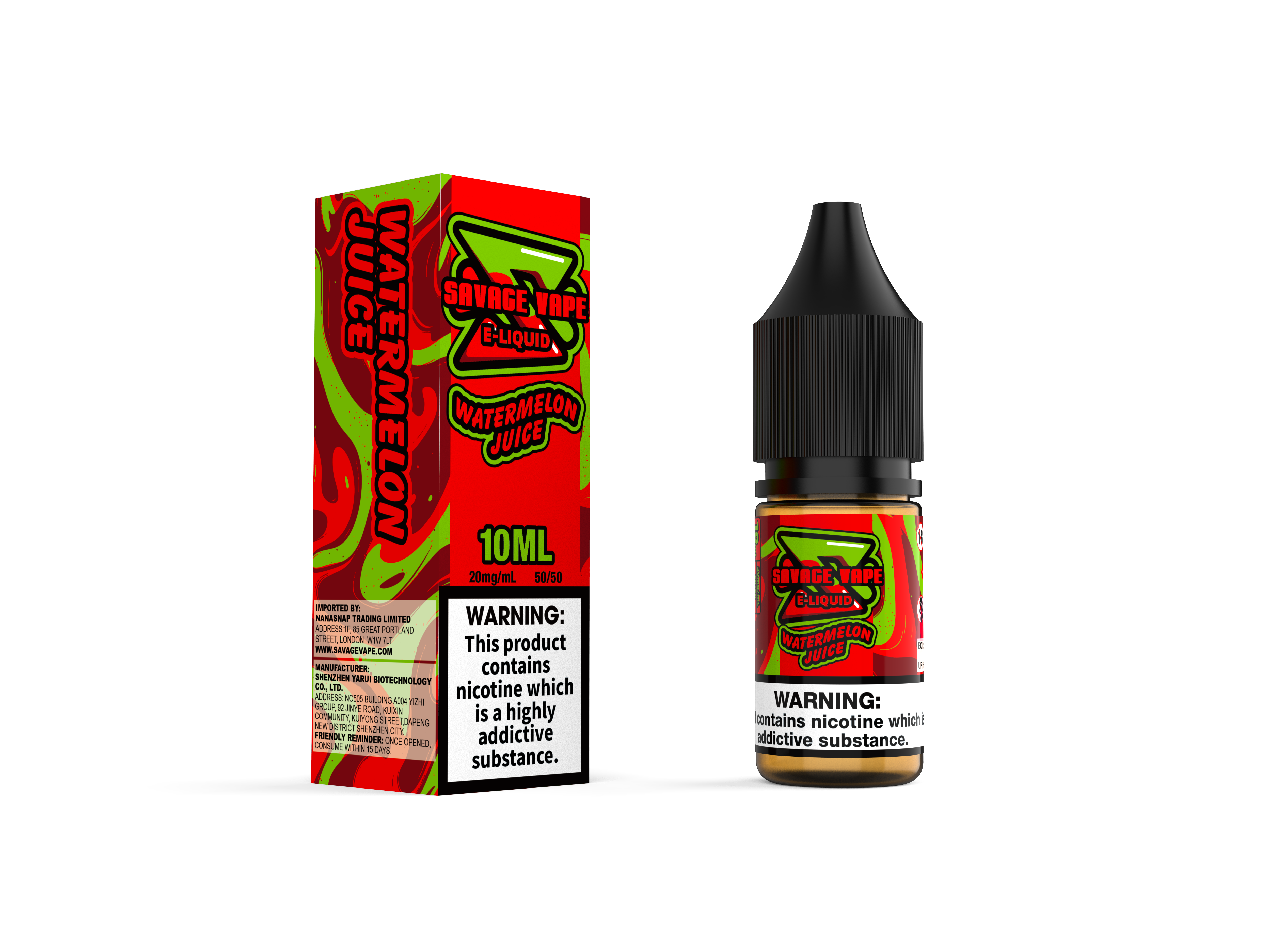 Wildes Vape E flüssig 2 mg Nikotinsalz 10 ml TPD-Watermelon Juicy