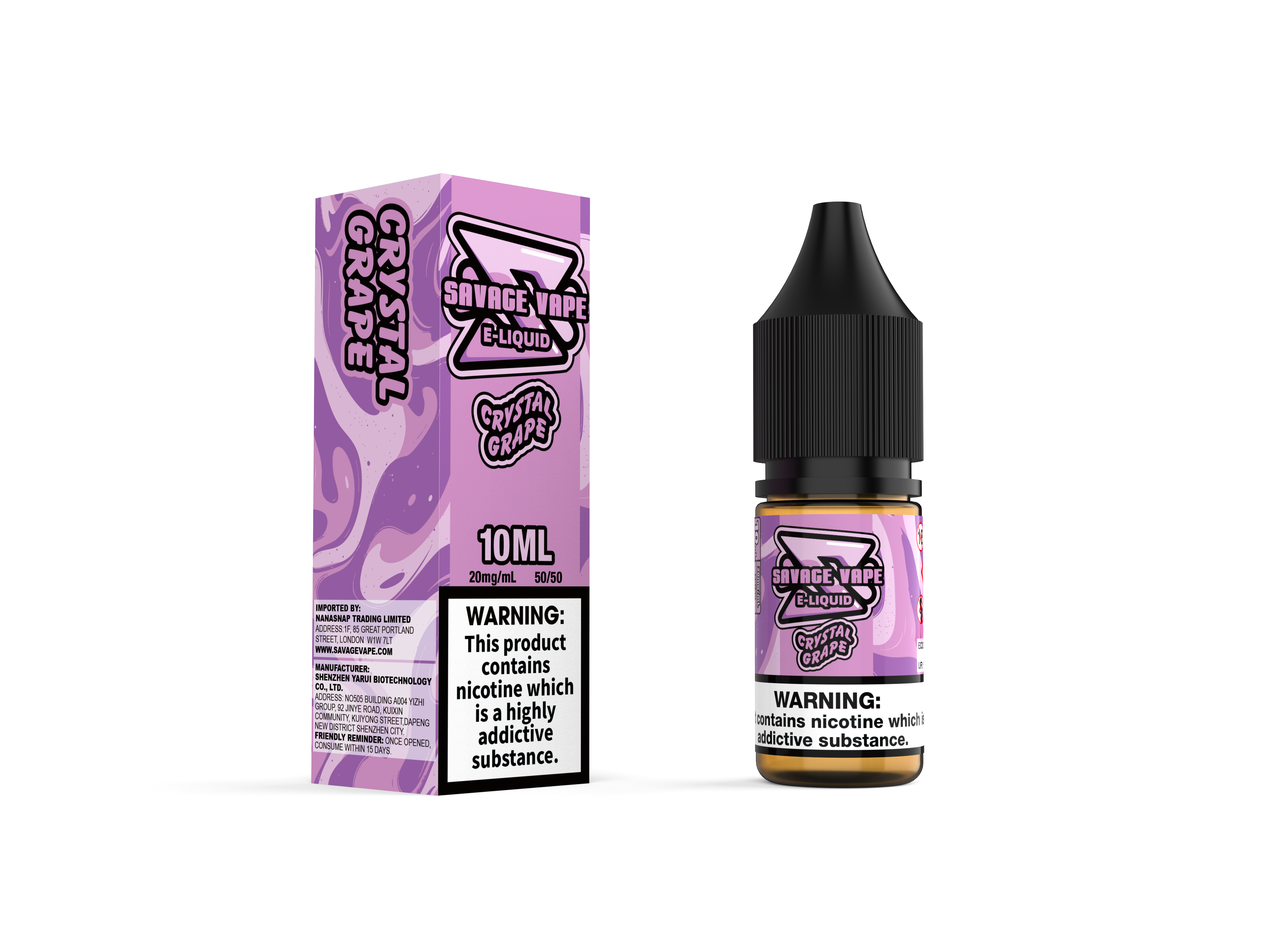 Wilde Vape E Juice 2 mg Nikotinsalz 10 ml TPD-Kristalltraube